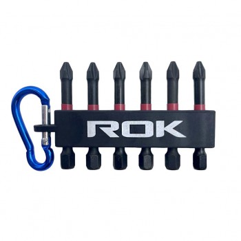 ROK Jeu d'embouts pour tournevis à percussion de 2 po #2 Philips - 6 pièces